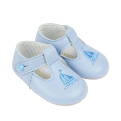 Sailboat Embroidery Soft Sole Pre Walkers