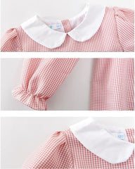 Delightful Gingham Smocked Long Sleeve Dress