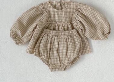 Amelia 2pcs Set Puff Sleeve Blouse and Bloomer (No Headband)