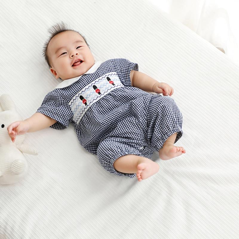 Koa Smocked Embroidered Romper – Teddy Kidswear - Main Image