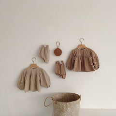 Amelia 2pcs Set Puff Sleeve Blouse and Bloomer (No Headband)