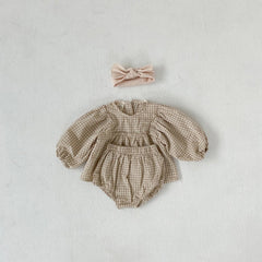 Amelia 2pcs Set Puff Sleeve Blouse and Bloomer (No Headband)