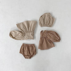 Amelia 2pcs Set Puff Sleeve Blouse and Bloomer (No Headband)