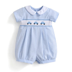 Adventurers Smocked Embroidered Romper